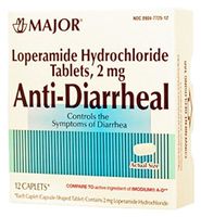 Major Anti-Diarrheal CPLT LOPERAMIDE Hydrochloride-2 MG Green 12 CAPLETS UPC 309047725120