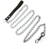 Top Choice Heavy Chain Leash, 72 Inches (72"), 6 Feet (6') Faux Leather for Small-Medium Size Dogs or Large Puppies, Lead is Resistant to Chewing (Black)