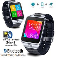 indigi 2-in-1 GSM Unlocked SmartWatch (Compatible w/Bluetooth) for Galaxy S6 Edge Note 4 iPhone 6 6 Plus (Silver)