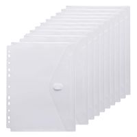 YoeeJob 11 Holes Poly Clear Envelope Binder Pockets with Hook and Loop Closure Letter Size,10 Per Pack