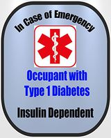 Type 1 Diabetic Medical Alert Safety Decal Sticker