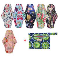 OHBABYKA Women Charcoal Bamboo Reusable Sanitary Pads/Cloth Menstrual Pads, Size M (Purple-5pcs)