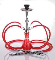 4 hose 21" Habibi Red Hookah Shisha Nargila water glass vase pipes smoke sale