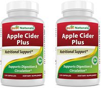 Best Naturals Apple Cider Vinegar Plus 500 Mg 120 Capsules - Vinegar Capsules for Healthier Digestion, Cleanse Body Naturally (Pack of 2)