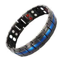 HiTreasure Double Strength 4 Elements Titanium Steel Magnetic Therapy Health Link Bracelet for Arthritis Pain Relief