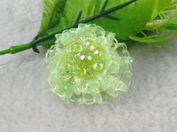 16pcs Organza Beads Cabbage Rose Flower Appliques/craf/Sewing (Spring Green)