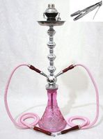 28" 2 hose Pink Hookah shisha nargila bar smoking pipe glass water Vase pipe
