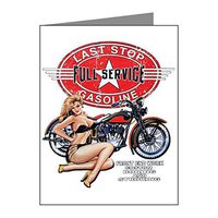 Note Card Last Stop Service Motorcycle Girl