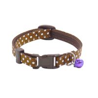 Axchongery Pet Collars, Cute Dog Neck Strap Small Puppy Cat Dot Necklace with Bell (Coffee, 1.019-30CM)