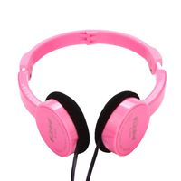 Kids Wire Headphones Catching On Ear Foldable Stereo Headset for Boy Girl Earphone Gift (Pink)