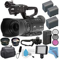 JVC GY-HM180 GY-HM180U Ultra HD 4K Camcorder + BNV-F823 Replacement Lithium Ion Battery + External Rapid Charger + 62mm Wide Angle Lens + 62mm 2X Lens + JVC QAN0067-003 Microphone Bundle