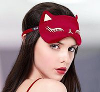 Pure Silk Sleep Mask Side Sleepers Nose Pad No Wrinkles,Adjustable Eye Mask for Sleeping&Large Cover Blindfold Men and Women (Red)