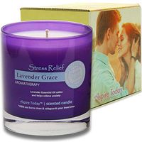 Aspire Today Aromatherapy Stress Relief Candle with Essential Oils of Lavender | 100% Natural Soy Wax | Scented Candle, Securely Packaged in Elegant Box, Made in USA