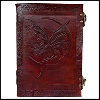 Leather Journal Book Fairy on Moon Embossed Handmade Personal Organizer Daily Planner Notebook Office Diary College Handbook Sketch Book Office Supplies 7 x 10 Inches