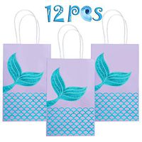 MISS FANTASY M Mermaid Gift Bags Mermaid Party Bags Mermaid Goodie Bag Glitter Treat Bags for Under The Sea Party Mermaid Gifts for Girls Set of 12 (Purple Mermaid 12pcs)