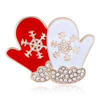 Crystal Enamel Snowflake Brooch Rhinestone Christmas Gift Gloves Brooch Pin Daily Popular Fashion Beauty Jewelry Party Woman Jewerly Cheap Design Women