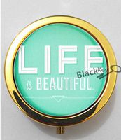 BlackKey Life is Beautiful Quotes 3-Compartment Decorative Pocket Gift Box Case Organizer for Pill, Color 2 -165