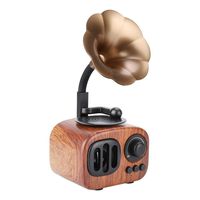 Ciglow Retro Bluetooth Speaker, Phonograph Shape Wooden Wireless Little Speaker Support FM Radio, Hans-Free Call Rechargeable Speaker Suitable for Smartphone, Tablet, PC for Bedroom, Living Room