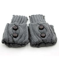 HuntGold 1X Women Fashion Winter Leg Warmers Button Crochet Knitting Boot Socks Toppers Cuff(gray)