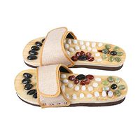 Romonacr Massage Slippers Foot Massager Shoes Shiatsu Relax Sandals with Natural Cobblestone Stones S (Women 6.5/Men 5.5)