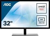 AOC Q3279VWFD8 31.5" QHD 2560x1440 Monitor, 10-Bit IPS Panel, 4ms, 75Hz, Freesync, DisplayPort/HDMI/DVI-D/VGA, Flickerfree