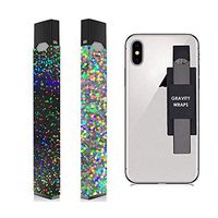 Holographic Black Glitter and Silver Glitter Holographic Skin for Juul | Wrap | Decal | Sticker | Cover | Case (with Holder)