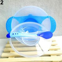 AMdinghaonuo Baby Suction Bowl and Spoon, Child Temperature Color Changing Feeding Tableware Set Blue