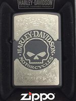 Zippo Harley-Davidson Skull Chrome Black Matte Pocket Lighter