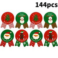 144 Pieces Christmas Label Stickers Christmas Gift Tag Stickers Self-Adhesive Christmas Label Decals for Candy Baking Party Decoration