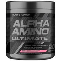 Cellucor Alpha Amino Ultimate EAA & BCAA Recovery Powder + HMB, Essential & Branched Chain Amino Acids For Post Workout Hydration, Strawberry Coconut, 20 Servings