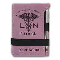Mini Notepad, LVN Licensed Vocational Nurse, Personalized Engraving Included (Pink)