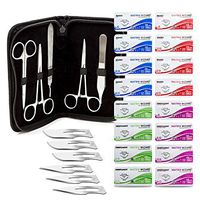 Sterile Sutures Thread with Needle + Tools for First Aid Field Emergency, Trauma Practice Suture Kit; Taxidermy; Medical, Nursing and Vet Students (16 Mixed 0, 2/0, 3/0, 4/0 + 12 Instruments) 28 Set