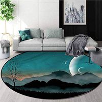 RUGSMAT Space Modern Vintage Rugs,Night Sky On Mountain Study Super Soft Carpet Diameter-31