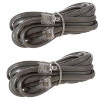 RJ11 Straight for Data Modular Cable 7 Feet Silver - 2 Pack