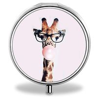 Compact 3 Compartment Medicine Case, IMLONE Customized Giraffe Balloon Pill Organizer Metal Pill Box Pill Container for Purse, Travelling and Daily Needs