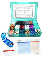 Vitamin & Supplement Pill Organizer Tray with 17 Compartments - Includes Free Pill Cutter, Medication Map & Medical Alert Card - Great Daily Pill Organizer - Large Supplement Organizer (Blue)