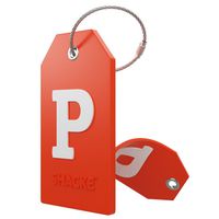 Initial Luggage Tag with Full Privacy Cover and Stainless Steel Loop - (Letter P)