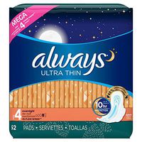 Always Ultra Overnight Pads, with Flexi-Wings, 52 Count