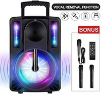 Karaoke Machine for Kids & Adults, SEAPHY DJ Lights 10'' Woofer BT Connectivity Rechargeable PA System-Audio Recording, Remote/2 Wireless/1 Wired Microphone