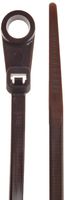 Weather Resistant Mountable Cable Tie, 40lbs Tensile Strength, 1-1/2" Bundle Diameter, 0.187" Mounting Hole Diameter, 0.145" Width, 6" Length, Black