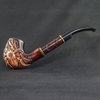 Long Carved Wooden Smoking Pipe with Cooling & for 9mm Filter. Best Smoking Pipes. Worldwide Shipping. (1, 1)