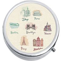 Travel Cities Medicine Vitamin Compact Pill Box