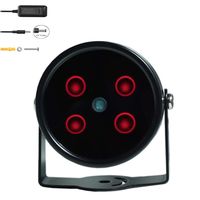 JC IR Illuminator 4-Led High Power IR Light Wide Angle for Night Vision CCTV and IP Camera Black with Power Adapter