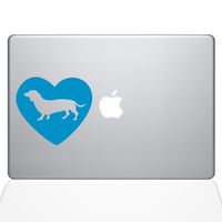 The Decal Guru Heart Dachshund MacBook Decal Vinyl Sticker - 12" MacBook - Light Blue (1324-MAC-12M-LB)