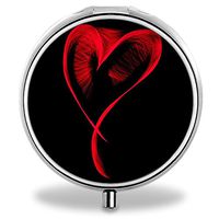 Compact 3 Compartment Medicine Case, IMLONE Customized Red Heart-Shaped Pill Organizer Metal Pill Box Pill Container for Purse, Travelling and Daily Needs