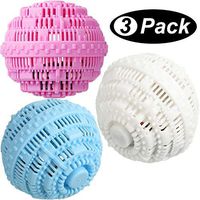 3 Pieces Wash Ball for Washing Machine Laundry Balls for Washer Reusable Laundry Cleaning Ball with Beads Alternative to Laundry Detergent, White Pink Blue