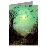 12 Vintage Notecard set of John Atkinson Grimshaw Victorian Painting of London Street Scene titled Wharfdale