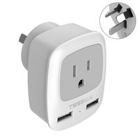 Australia China New Zealand Power Plug Adapter, TESSAN AU Travel Adaptor 3 in 1 US Grounded Outlet with 2 USB Ports for USA to Australian New Zealand Fiji Argentina (Type I)