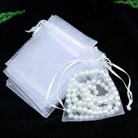 100pcs Drawstring Organza Gift Pouches for Wedding Party Favor, Gift,Jewelry, Candy, Tulle Bags (White)