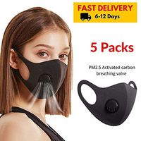 YCGSHOP Breathing Face Masks 5PCS, Polymer filter sponge Face Masks Black, Washable Reusable Masks, Protection from Dust, Pollen, Pet Dander, Other Airborne Irritants